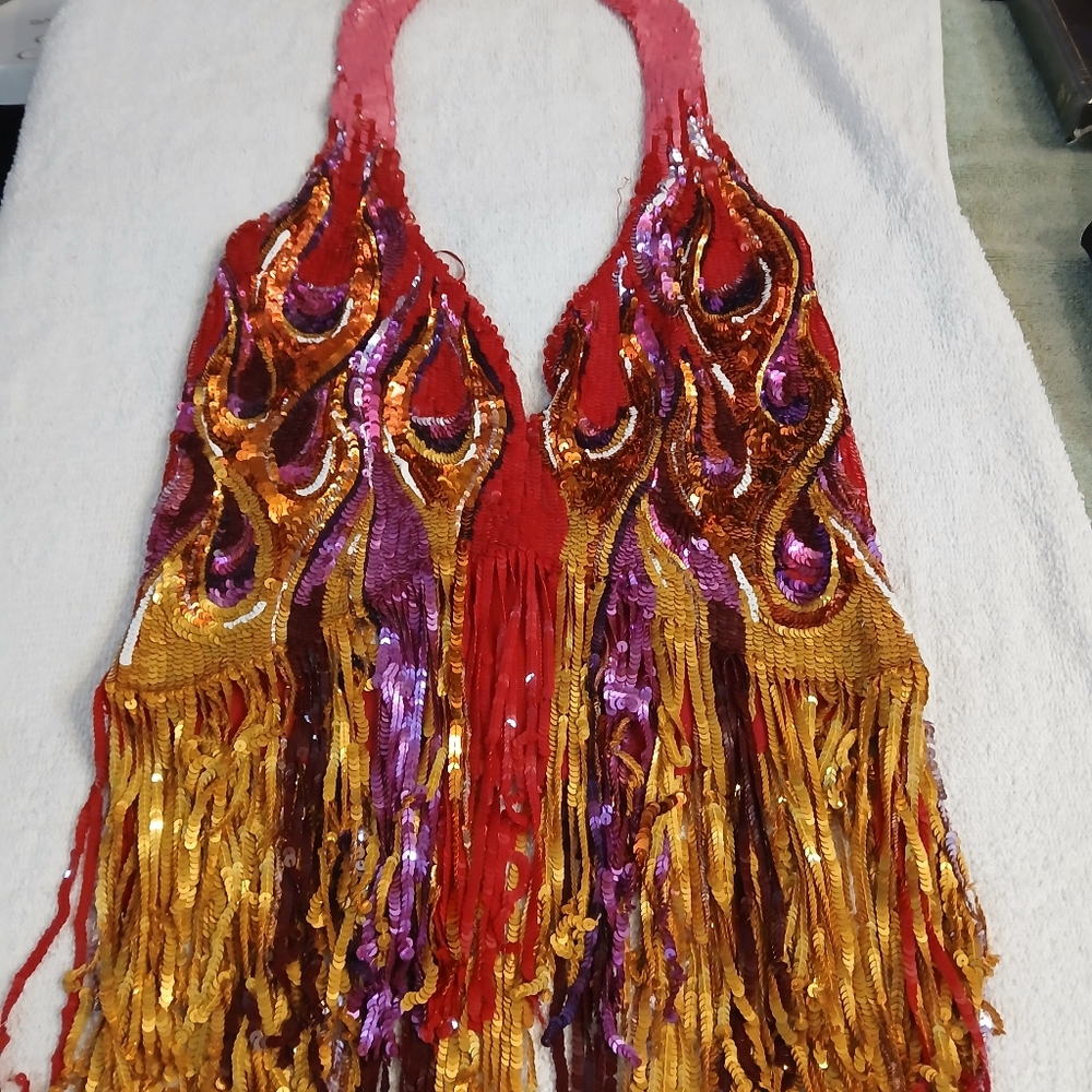 Moschino Red and Gold Halter Top